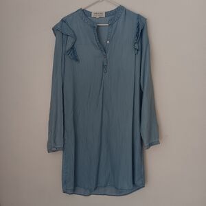 Cloth & Stone Light Blue Tencell Tunic Dress M Summer Beach Outdoor Relaxed Fit